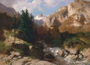 Alexandre Calame Mountain Torrent oil on canvas painting by Alexandre Calame, about 1850-60 oil